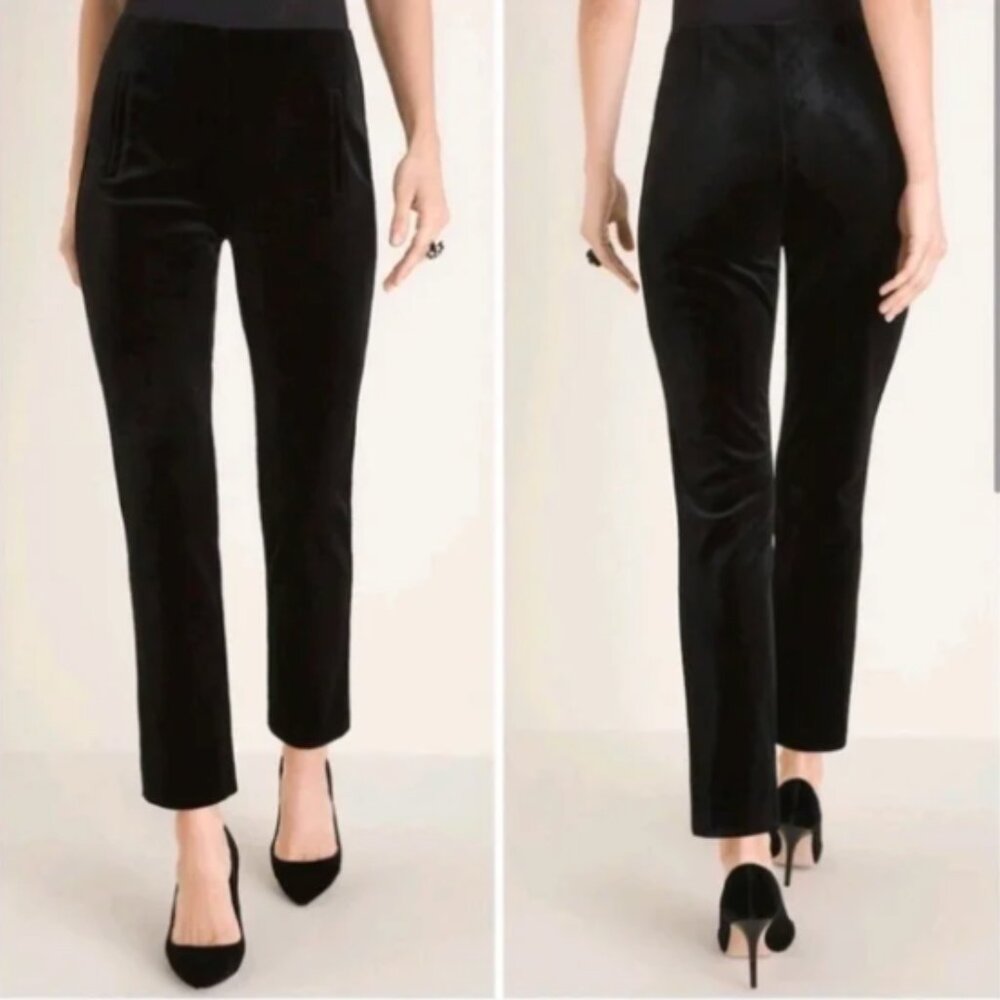 Chico's The Ultimate Fit Juliet Ankle Pants Black Velvet Pull On Sz 2.5/14 NWT
